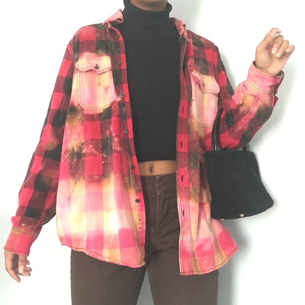 Faded Glory Red Bleached Flannel